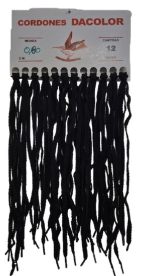 CORDON CHATO NEGRO X 80CM X 12 PARES