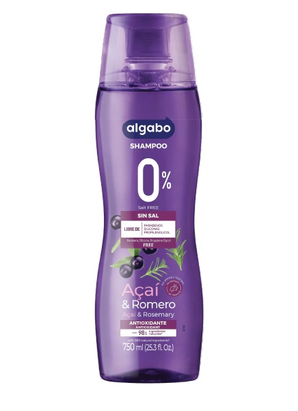 ALGABO SHAMPOO 0% SIN SAL ACAI Y ROMERO X 750 ML