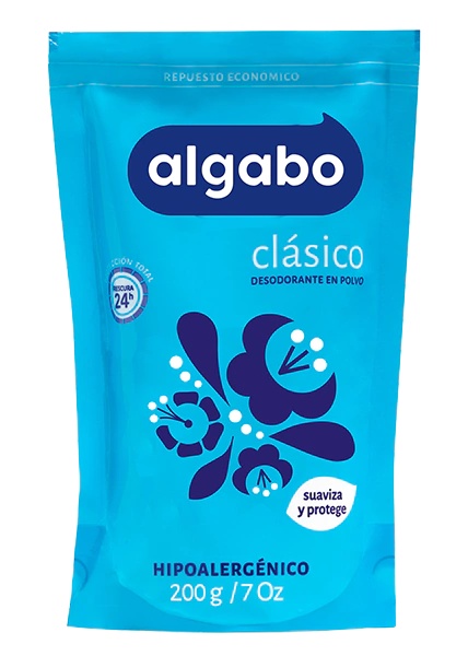 ALGABO TALCO DESODORANTE CLASICO D/P X200GR (CELESTE)
